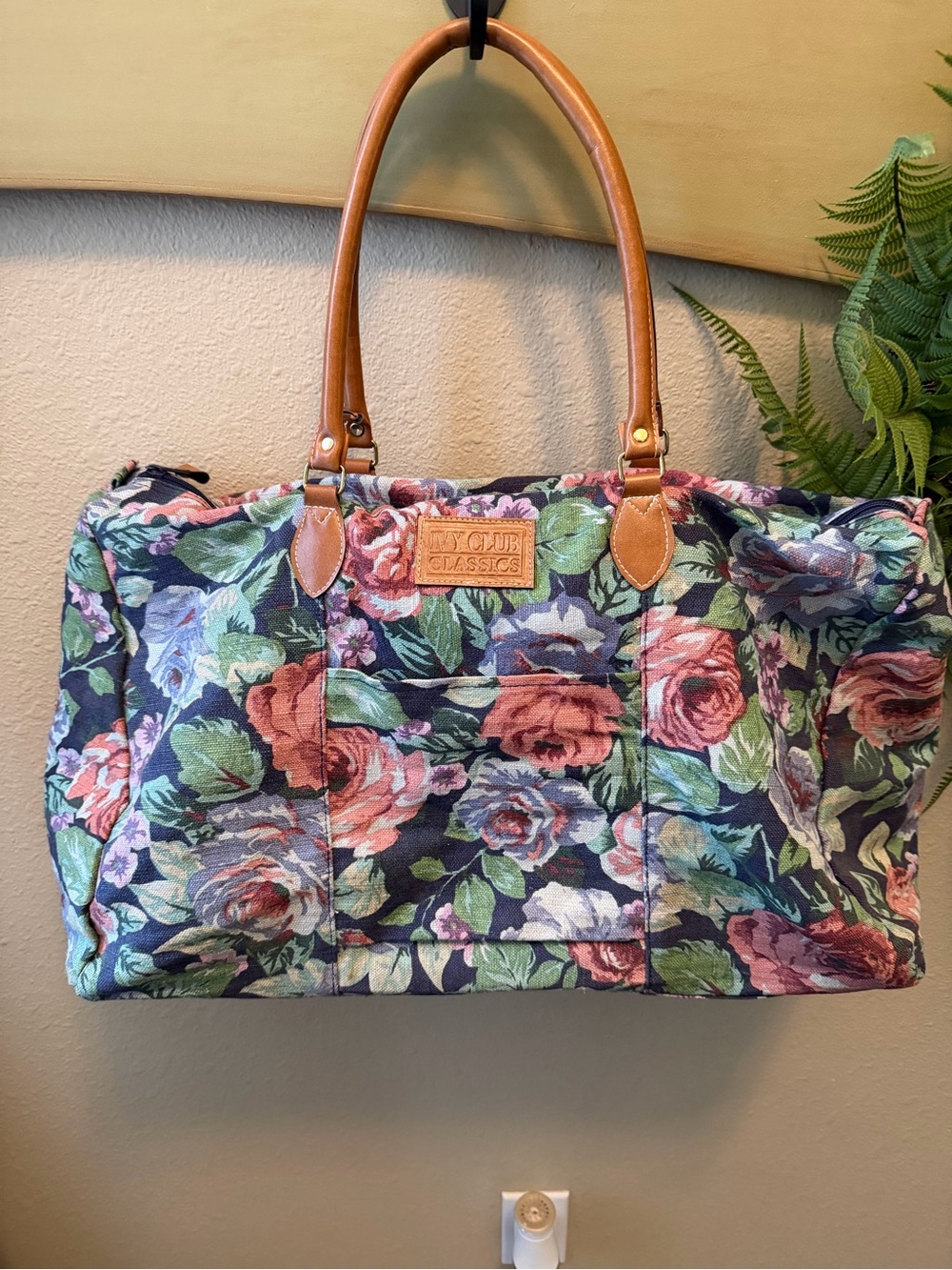 90’s Vintage Floral Tote with faux Leather Handles NWOT-Ivy Club Classics